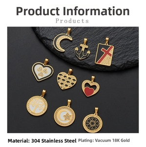 Collection of gold 18K plated stainless steel charms featuring Tree of Life and celestial designs