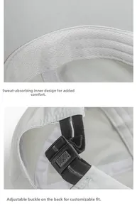 Detail of light grey quick-dry cap with adjustable buckle and sweatband focus