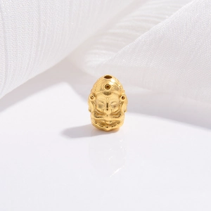 Ganesha relief pattern in polished gold finish for S925 sterling silver jewelry DIY making
