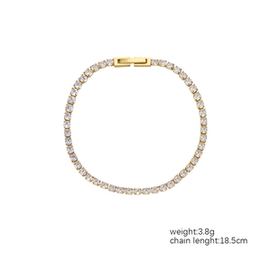 Bracelet tennis en acier inoxydable plaqué or 18 carats avec oxydes de zirconium