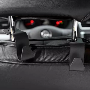 Universal car headrest hook for back seat storage in sleek black finish, 2-pack set