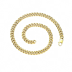 Hip Hop Minimalist Titanium Steel Cuban Link Chain Necklace For Men Electroplated Streetwear Punk Jewelry Neck Chain