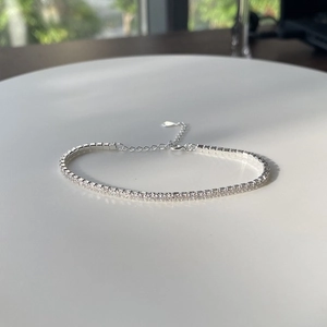 Elegant S925 sterling silver adjustable tennis bracelet with sparkling zircon crystals