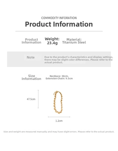 Detailed specs of gold butterfly titanium steel necklace with dimensions and weight