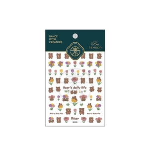 Cute bear and tulip nail art stickers set for DIY manicure decoration, model KX101