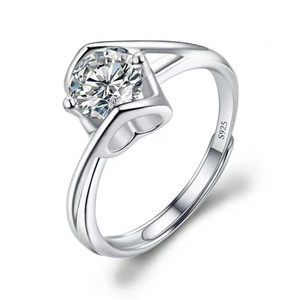 Detailed view of S925 silver stamp engraving and heart cutout design on the ring band