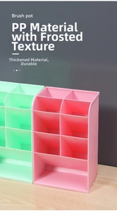Close-up of durable thickened PP material pen holder with frosted texture and compartments