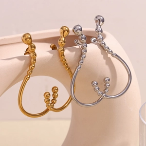 Minimalist 18K gold plated stainless steel abstract question mark hoop earrings