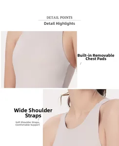 Détails de robe de sport montrant des bretelles larges et rembourrage amovible