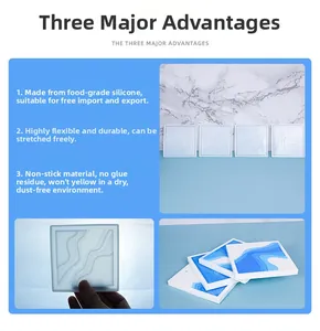 Detailed view of flexible silicone square wave coaster molds with finished resin samples