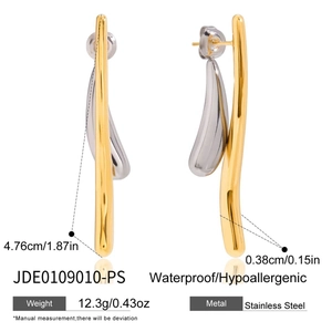 Détail de boucles d'oreilles bicolores en acier avec dimensions et poids de 12,3 g