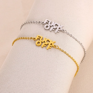 Hip-Hop FUCK OFF Buchstaben-Anhänger an Gold- und Silberketten-Armbändern