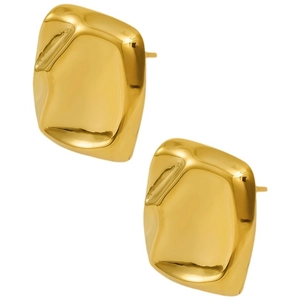 Golden irregular 304 stainless steel earrings with fluid liquid metal design