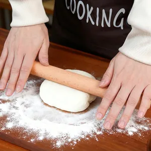 Solid wood rolling pin with natural grain for baking dough and dumpling skins