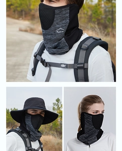 Close-up of breathable mesh design and grey textures on a cycling sun protection mask
