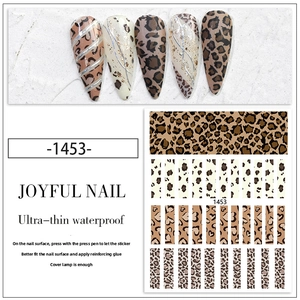 Self-adhesive leopard print nail stickers with ultra-thin waterproof 3D animal patterns