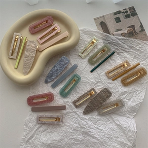 Candy Color Hair Clips Acetate Resin Marble Pattern Glitter Duckbill Barrettes For Women Girls Sweet Fashion