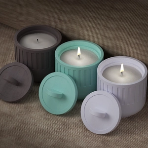 Moule en silicone pour pots de rangement rayés en résine plâtre bougies trois couleurs