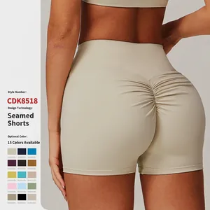 Shorts de Yoga Taille Haute pour Femmes Ventre Plat Levage des Fesses Fitness Shorts Sportifs Nylon Élasthanne Brossé