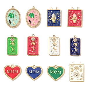 Stainless Steel Pendant Colorful Enamel Butterfly Flower Heart MOM LOVERS Charms For DIY Jewelry Making French Style