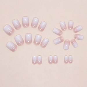Rosé-weiße Gradient-Klebenägel mit glänzendem Finish und quadratisch-ovaler Form