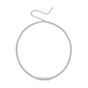 Elegant S925 sterling silver tennis necklace with sparkling moissanite stones on white background