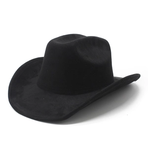 Classic black wool western cowboy hat for women featuring a wide brim and elegant fedora style