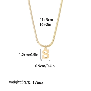 18K gold plated stainless steel letter S pendant on a sleek snake chain necklace