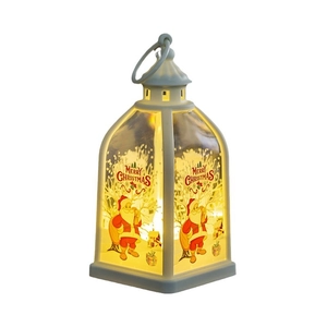 White Christmas lantern with glowing LED light and Santa Claus festive pattern design