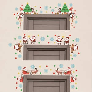 Christmas tree and Santa Claus decorative wall stickers for doors and windows set
