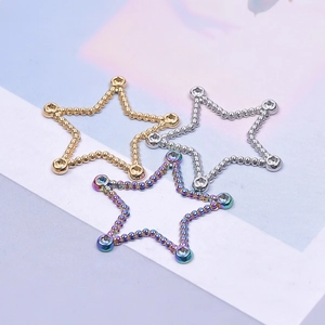 Star-shaped stainless steel jewelry connectors in gold, silver and rainbow finishes