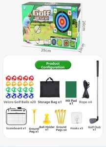 Lista detallada de piezas del set de golf para niños con alfombra y palos