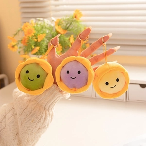 Porte-Clés En Peluche Tarte Aux Œufs Fleur Visage Souriant Pendentif Jouet Rembourré Ornement De Sac Cadeau Mignon