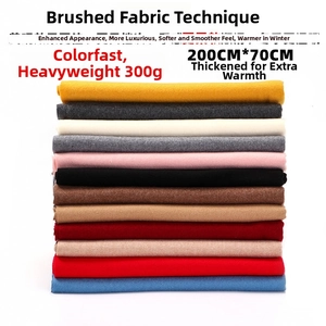 Close-up of 200x70cm stacked winter scarves in various colors weighing 300g each