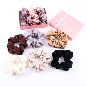 Satin Satin Scrunchies Large Hair Ties French Retro Elastic Hair Ropes Smooth Solid Color Headwear Accessories For Women Girls