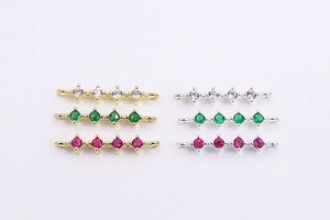 Détails des connecteurs quatre pierres en argent et or pour bijoux personnalisés