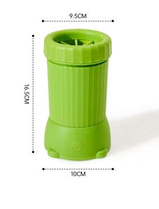 Detailed dimensions of the automatic green pet paw cleaner showing 16.5cm height