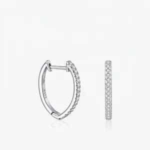 Moissanite 925 Sterling Silver Heart Shape Hoop Earrings Pavé D Color VVS1 Elegant Huggie For Women
