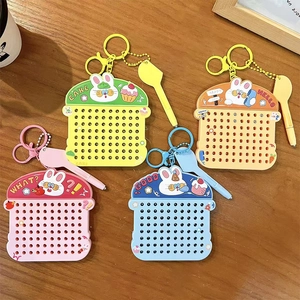 Cute rabbit magnetic steel ball drawing board keychain set for stress relief toys