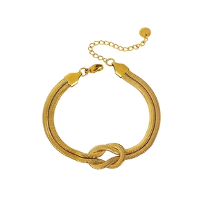 Collier en maille serpent plaqué or 18 carats avec détail de nœud central chic