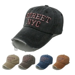 Cappello Da Baseball In Cotone Lavato Distressed NYC Ricamo Lettere Regolabile Vintage Streetwear Cappello Sole Unisex