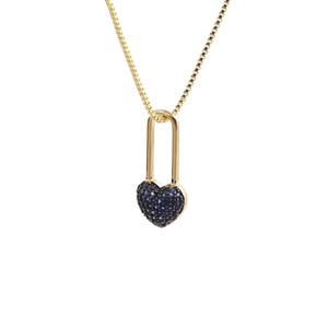 Heart Lock Pendant Necklace Copper Cubic Zirconia Box Chain Elegant Trendy Padlock Jewelry Accessory For Women Multi Color
