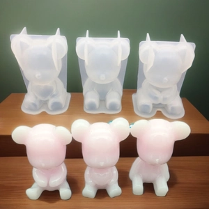 3D Sitting Bear Silicone Mold High Transparency Mirror Finish For DIY Resin Epoxy Aromatherapy Gypsum Candle Making Cute