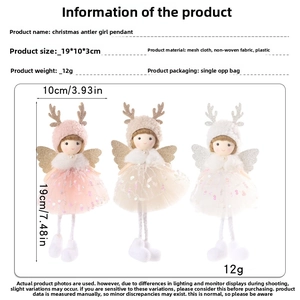 Detail showing the dimensions of sequined angel dolls for Christmas tree decoration