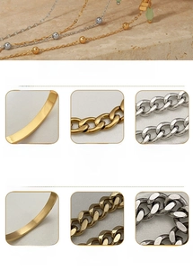 Detail view of double-layer stainless steel anklets comparing high polish and hand polish