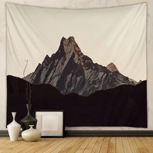 Snow Mountain Landscape Tapestry Polyester Bohemian Nature Scenery Wall Hanging For Bedroom Living Room Home Decor