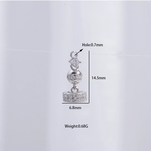 S925 sterling silver crown tassel flower cap pendant with zircon for DIY jewelry making