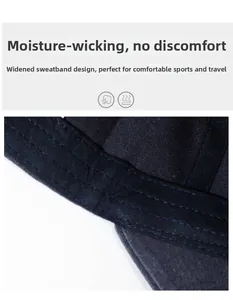 Detail of wide sweatband and reinforced stitching inside the washed cotton baseball cap