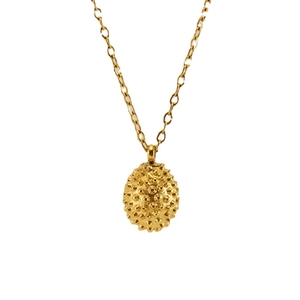 Minimalist 18k gold plated stainless steel durian fruit texture pendant necklace