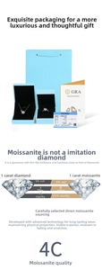 Detail of Moissanite jewelry set with GRA certificate and premium blue gift packaging
